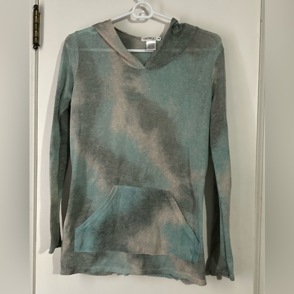 Honey and Lace Teal and Gray Hoodie